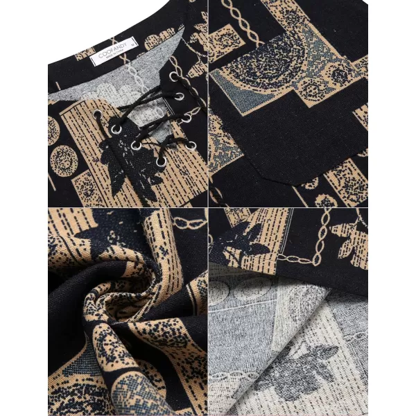 COOFANDY Men's Cotton Linen Tank Top Shirts Casual Sleeveless Lace Up Beach Hippie Tops Bohemian Renaissance Pirate Tunic
