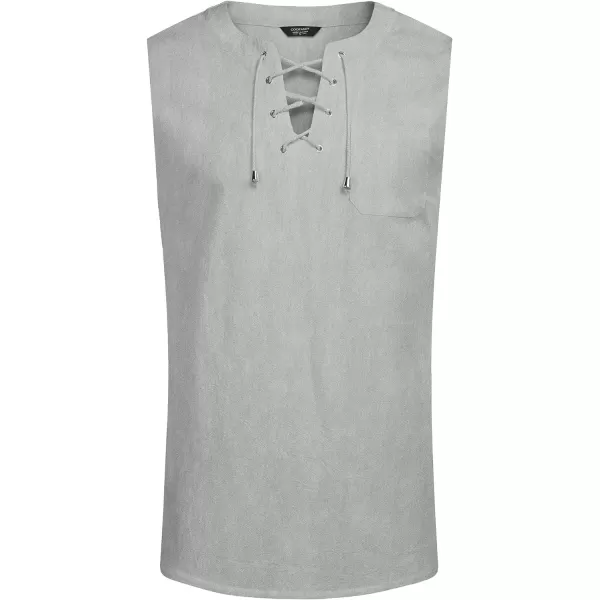 COOFANDY Men's Cotton Linen Tank Top Shirts Casual Sleeveless Lace Up Beach Hippie Tops Bohemian Renaissance Pirate Tunic
