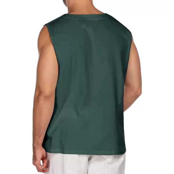 COOFANDY Men's Cotton Linen Tank Top Shirts Casual Sleeveless Lace Up Beach Hippie Tops Bohemian Renaissance Pirate Tunic