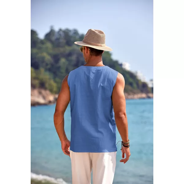 COOFANDY Men's Cotton Linen Tank Top Shirts Casual Sleeveless Lace Up Beach Hippie Tops Bohemian Renaissance Pirate Tunic