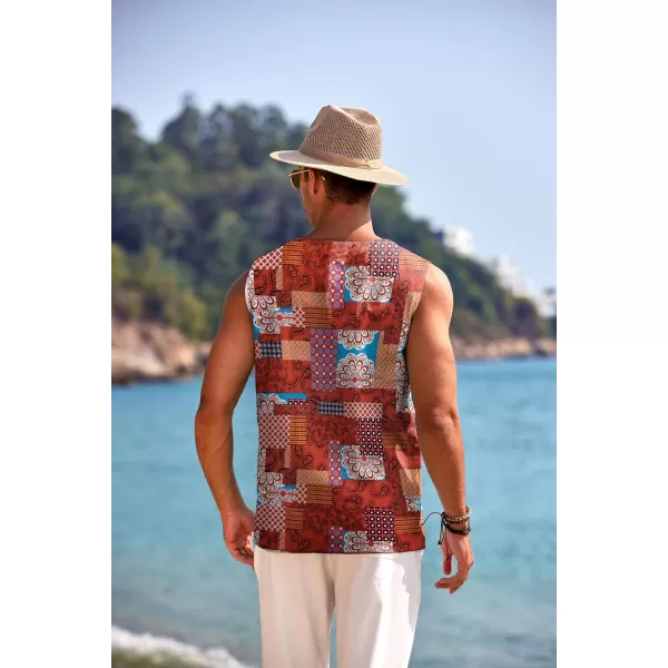 COOFANDY Men's Cotton Linen Tank Top Shirts Casual Sleeveless Lace Up Beach Hippie Tops Bohemian Renaissance Pirate Tunic