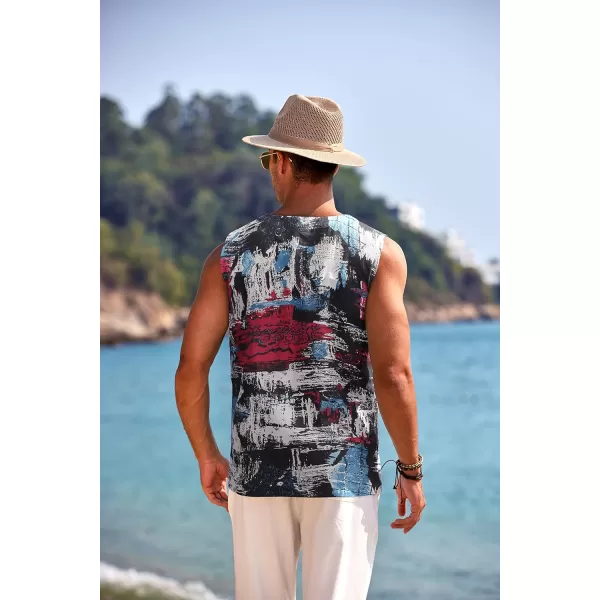 COOFANDY Men's Cotton Linen Tank Top Shirts Casual Sleeveless Lace Up Beach Hippie Tops Bohemian Renaissance Pirate Tunic
