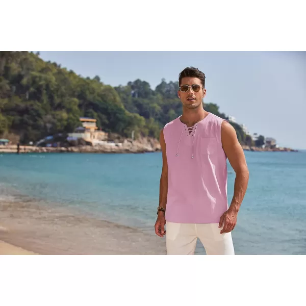 COOFANDY Men's Cotton Linen Tank Top Shirts Casual Sleeveless Lace Up Beach Hippie Tops Bohemian Renaissance Pirate Tunic