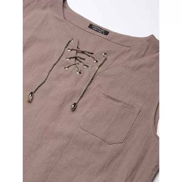 COOFANDY Men's Cotton Linen Tank Top Shirts Casual Sleeveless Lace Up Beach Hippie Tops Bohemian Renaissance Pirate Tunic