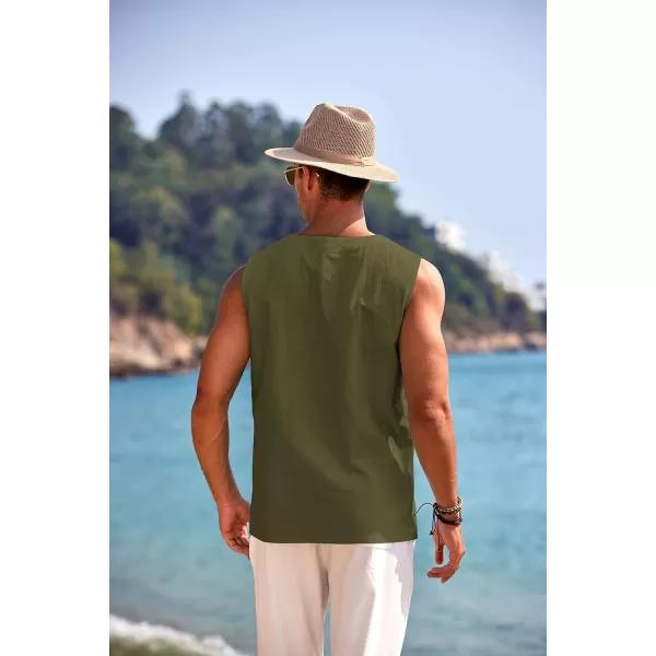 COOFANDY Men's Cotton Linen Tank Top Shirts Casual Sleeveless Lace Up Beach Hippie Tops Bohemian Renaissance Pirate Tunic