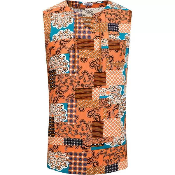 COOFANDY Men's Cotton Linen Tank Top Shirts Casual Sleeveless Lace Up Beach Hippie Tops Bohemian Renaissance Pirate Tunic