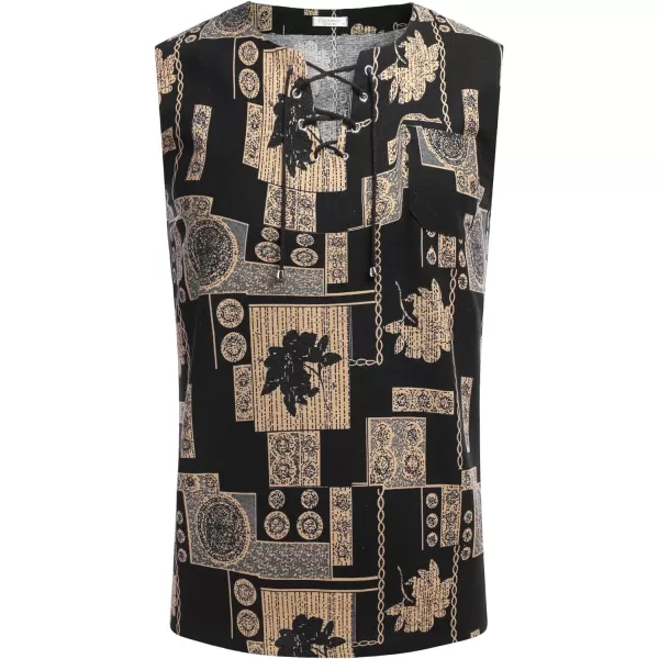 COOFANDY Men's Cotton Linen Tank Top Shirts Casual Sleeveless Lace Up Beach Hippie Tops Bohemian Renaissance Pirate Tunic