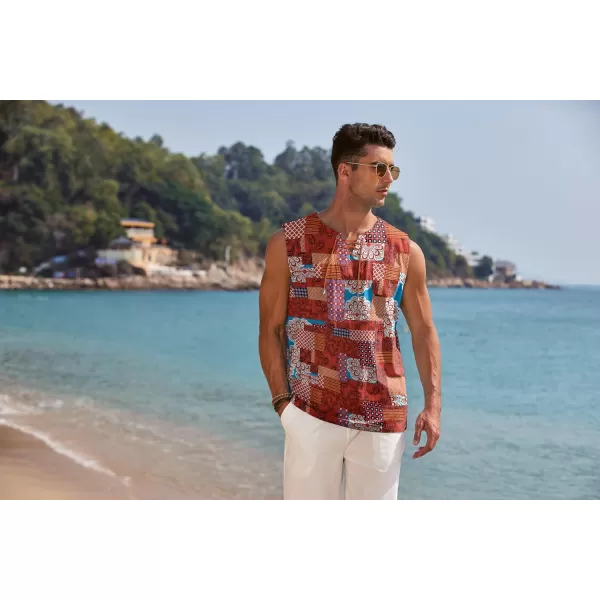 COOFANDY Men's Cotton Linen Tank Top Shirts Casual Sleeveless Lace Up Beach Hippie Tops Bohemian Renaissance Pirate Tunic