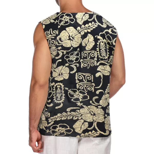 COOFANDY Men's Cotton Linen Tank Top Shirts Casual Sleeveless Lace Up Beach Hippie Tops Bohemian Renaissance Pirate Tunic