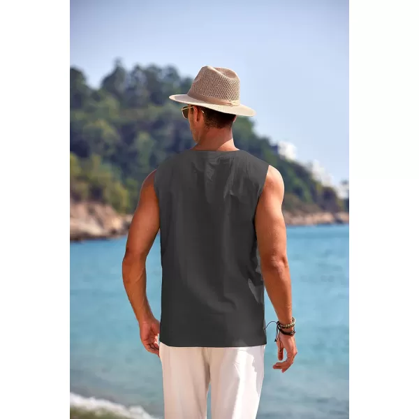 COOFANDY Men's Cotton Linen Tank Top Shirts Casual Sleeveless Lace Up Beach Hippie Tops Bohemian Renaissance Pirate Tunic