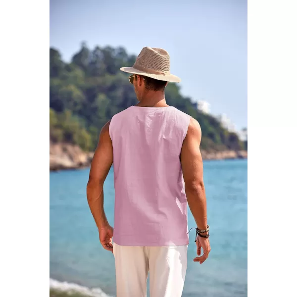 COOFANDY Men's Cotton Linen Tank Top Shirts Casual Sleeveless Lace Up Beach Hippie Tops Bohemian Renaissance Pirate Tunic
