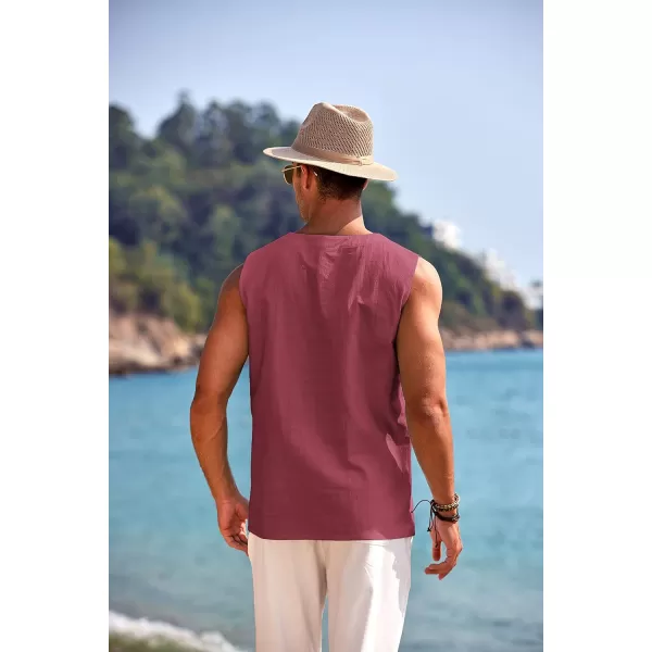 COOFANDY Men's Cotton Linen Tank Top Shirts Casual Sleeveless Lace Up Beach Hippie Tops Bohemian Renaissance Pirate Tunic