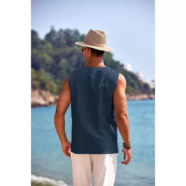 COOFANDY Men's Cotton Linen Tank Top Shirts Casual Sleeveless Lace Up Beach Hippie Tops Bohemian Renaissance Pirate Tunic