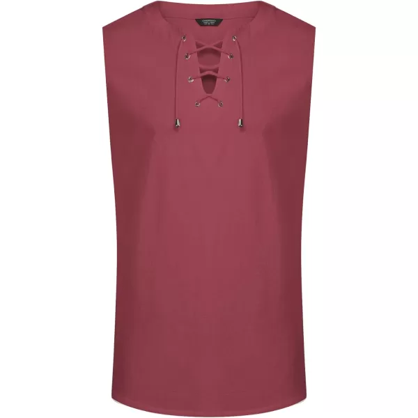 COOFANDY Men's Cotton Linen Tank Top Shirts Casual Sleeveless Lace Up Beach Hippie Tops Bohemian Renaissance Pirate Tunic