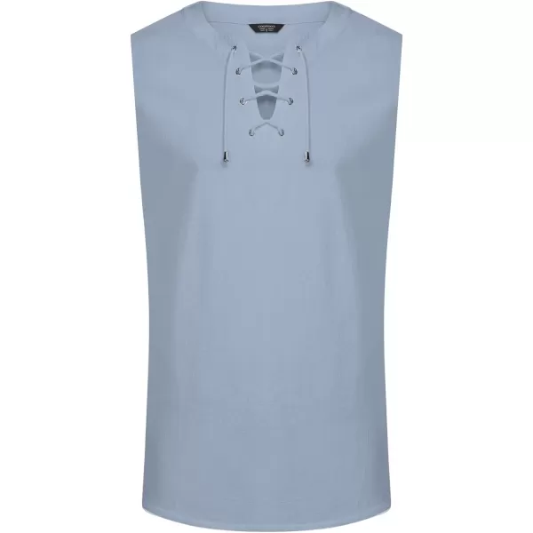 COOFANDY Men's Cotton Linen Tank Top Shirts Casual Sleeveless Lace Up Beach Hippie Tops Bohemian Renaissance Pirate Tunic