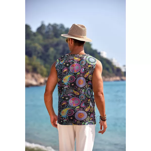 COOFANDY Men's Cotton Linen Tank Top Shirts Casual Sleeveless Lace Up Beach Hippie Tops Bohemian Renaissance Pirate Tunic