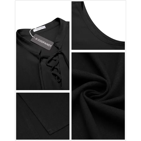 COOFANDY Mens Cotton Linen Tank Tops Beach Casual Sleeveless Henley Tank Shirts Black