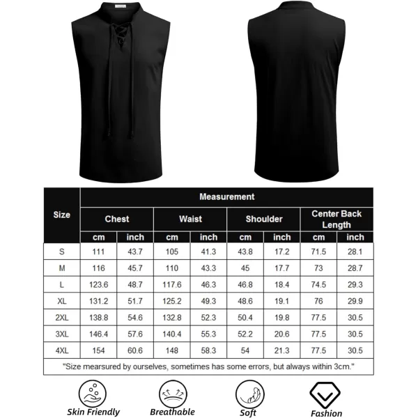 COOFANDY Mens Cotton Linen Tank Tops Beach Casual Sleeveless Henley Tank Shirts Black