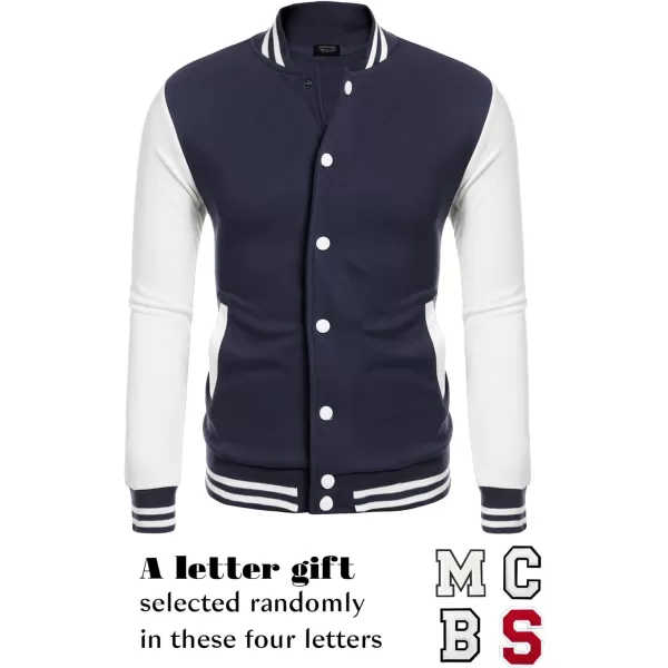 COOFANDY Men's Fashion Varsity Jacket Causal Slim Fit Cotton Letterman Baseball Bomber Jackets