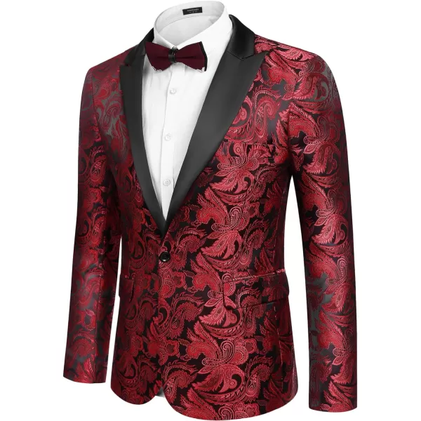 COOFANDY Men's Floral Paisley Formal Tuxedo Suit Jacket Dress Dinner Party Prom Weeding Blazer