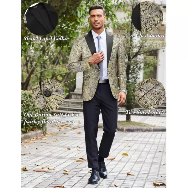 COOFANDY Men's Floral Paisley Formal Tuxedo Suit Jacket Dress Dinner Party Prom Weeding Blazer