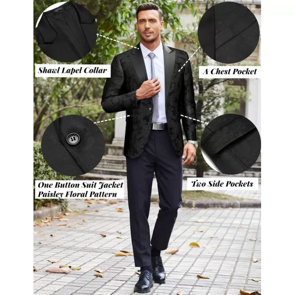 COOFANDY Men's Floral Paisley Formal Tuxedo Suit Jacket Dress Dinner Party Prom Weeding Blazer