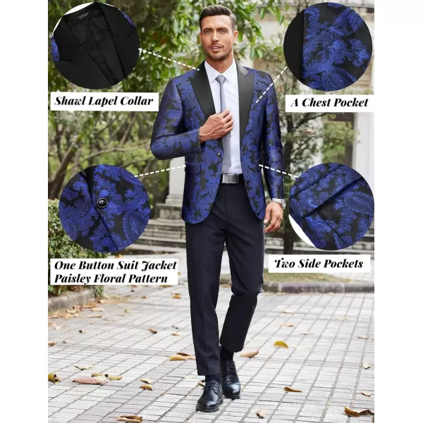 COOFANDY Men's Floral Paisley Formal Tuxedo Suit Jacket Dress Dinner Party Prom Weeding Blazer