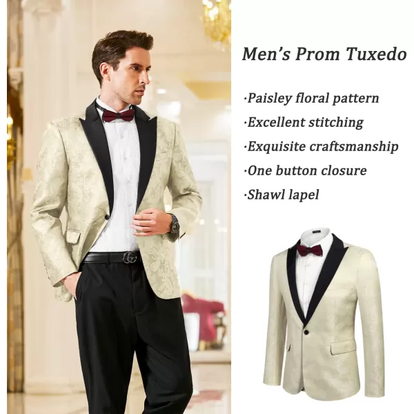 COOFANDY Men's Floral Paisley Formal Tuxedo Suit Jacket Dress Dinner Party Prom Weeding Blazer