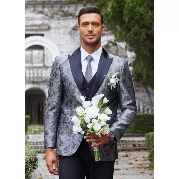 COOFANDY Men's Floral Paisley Formal Tuxedo Suit Jacket Dress Dinner Party Prom Weeding Blazer