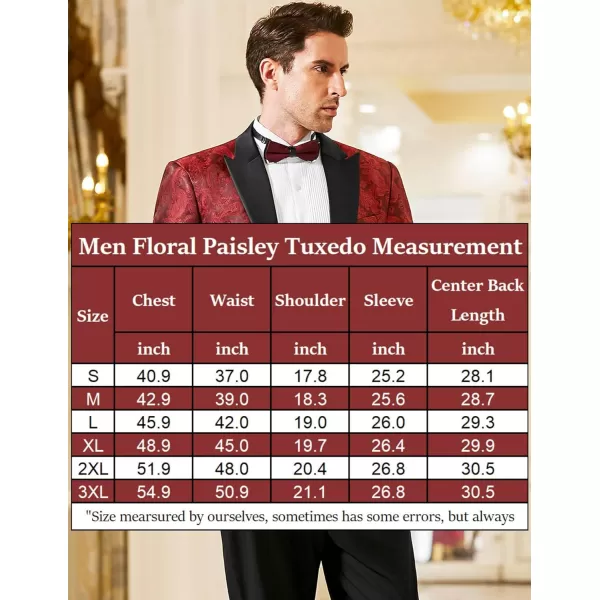 COOFANDY Men's Floral Paisley Formal Tuxedo Suit Jacket Dress Dinner Party Prom Weeding Blazer
