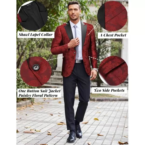 COOFANDY Men's Floral Paisley Formal Tuxedo Suit Jacket Dress Dinner Party Prom Weeding Blazer