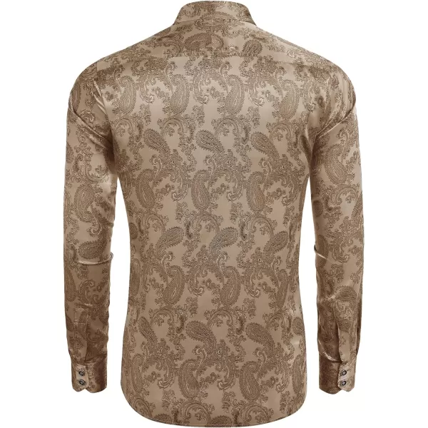 COOFANDY Men's Floral Printed Dress Shirt Long Sleeve Paisley Button Down Shirts for Wedding Party Prom