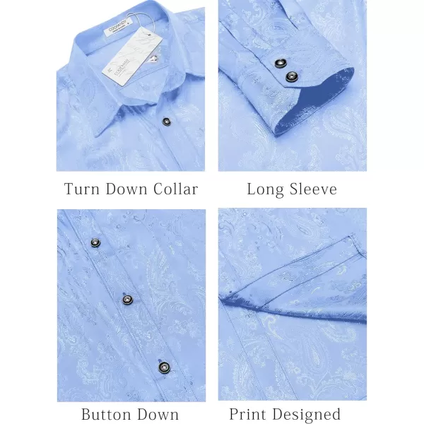 COOFANDY Men's Floral Printed Dress Shirt Long Sleeve Paisley Button Down Shirts for Wedding Party Prom