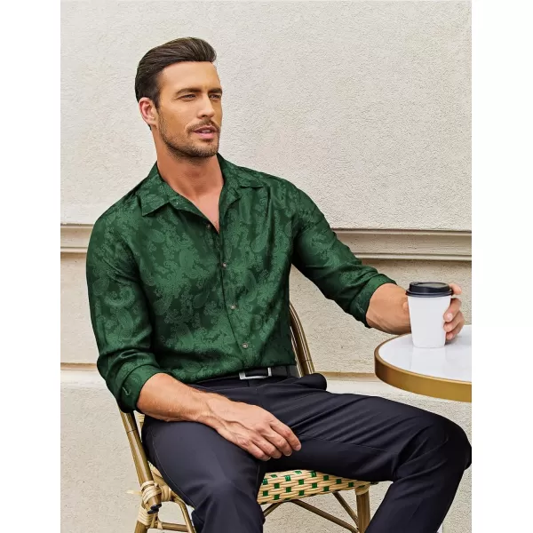 COOFANDY Men's Floral Printed Dress Shirt Long Sleeve Paisley Button Down Shirts for Wedding Party Prom