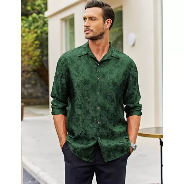 COOFANDY Men's Floral Printed Dress Shirt Long Sleeve Paisley Button Down Shirts for Wedding Party Prom