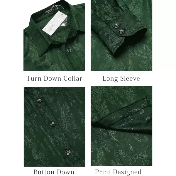 COOFANDY Men's Floral Printed Dress Shirt Long Sleeve Paisley Button Down Shirts for Wedding Party Prom