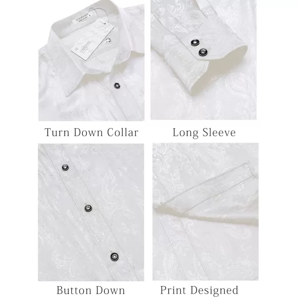 COOFANDY Men's Floral Printed Dress Shirt Long Sleeve Paisley Button Down Shirts for Wedding Party Prom