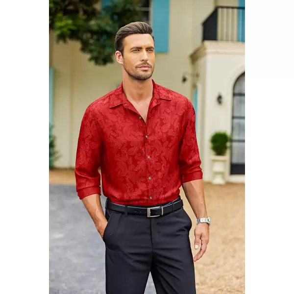 COOFANDY Men's Floral Printed Dress Shirt Long Sleeve Paisley Button Down Shirts for Wedding Party Prom