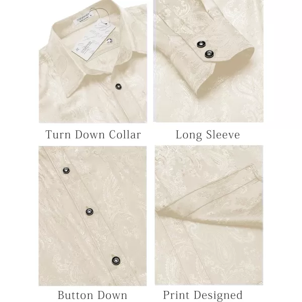 COOFANDY Men's Floral Printed Dress Shirt Long Sleeve Paisley Button Down Shirts for Wedding Party Prom