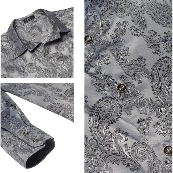 COOFANDY Men's Floral Printed Dress Shirt Long Sleeve Paisley Button Down Shirts for Wedding Party Prom