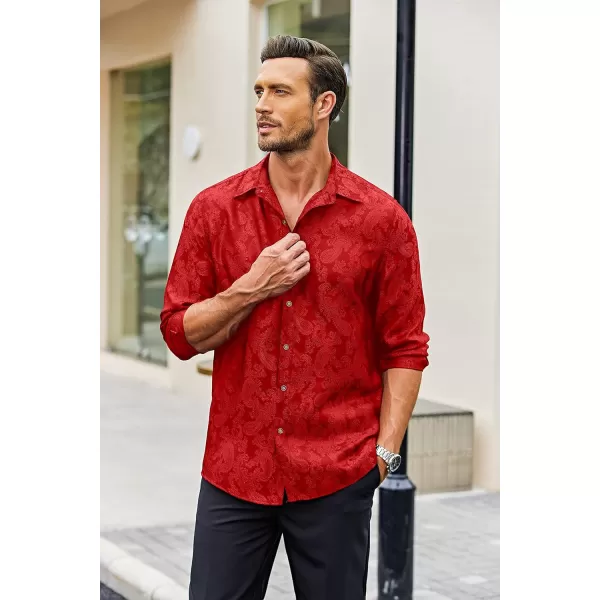 COOFANDY Men's Floral Printed Dress Shirt Long Sleeve Paisley Button Down Shirts for Wedding Party Prom