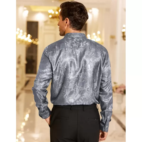COOFANDY Men's Floral Printed Dress Shirt Long Sleeve Paisley Button Down Shirts for Wedding Party Prom