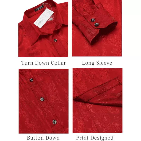 COOFANDY Men's Floral Printed Dress Shirt Long Sleeve Paisley Button Down Shirts for Wedding Party Prom
