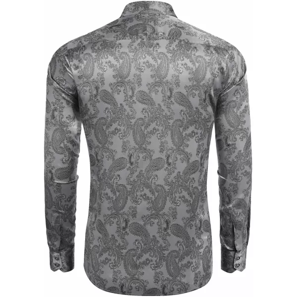 COOFANDY Men's Floral Printed Dress Shirt Long Sleeve Paisley Button Down Shirts for Wedding Party Prom