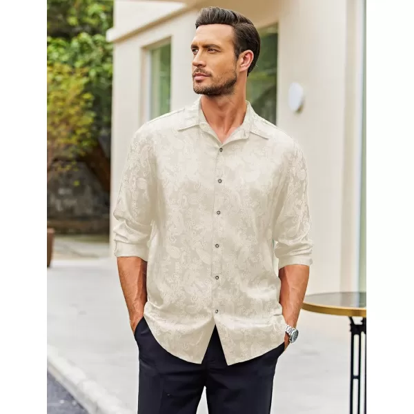 COOFANDY Men's Floral Printed Dress Shirt Long Sleeve Paisley Button Down Shirts for Wedding Party Prom