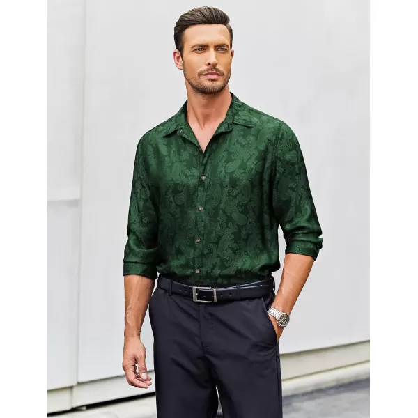 COOFANDY Men's Floral Printed Dress Shirt Long Sleeve Paisley Button Down Shirts for Wedding Party Prom