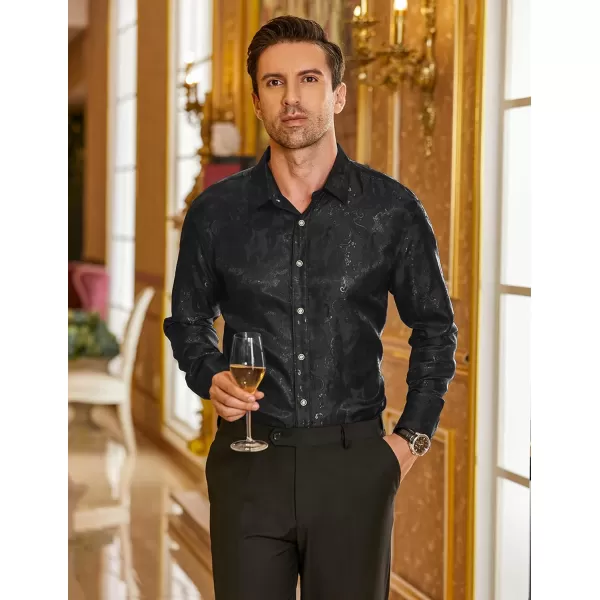 COOFANDY Men's Floral Printed Dress Shirt Long Sleeve Paisley Button Down Shirts for Wedding Party Prom