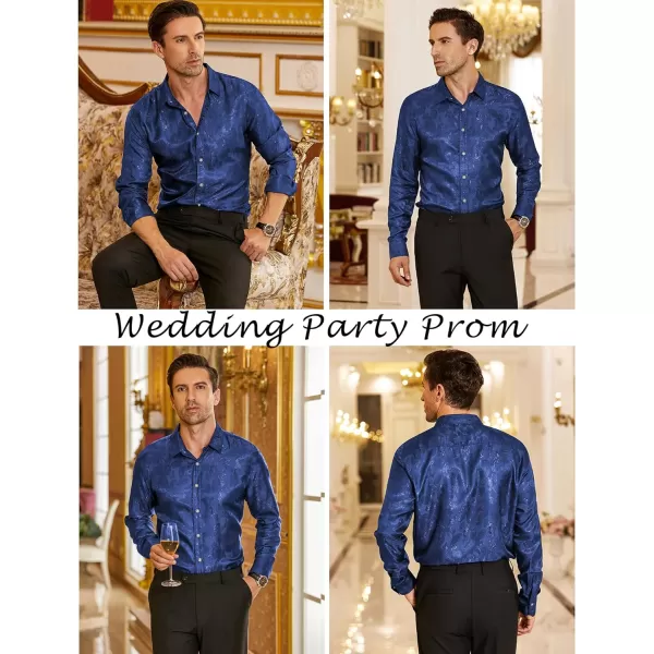 COOFANDY Men's Floral Printed Dress Shirt Long Sleeve Paisley Button Down Shirts for Wedding Party Prom