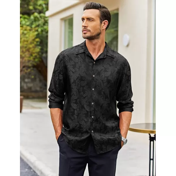 COOFANDY Men's Floral Printed Dress Shirt Long Sleeve Paisley Button Down Shirts for Wedding Party Prom