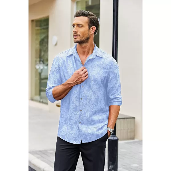 COOFANDY Men's Floral Printed Dress Shirt Long Sleeve Paisley Button Down Shirts for Wedding Party Prom
